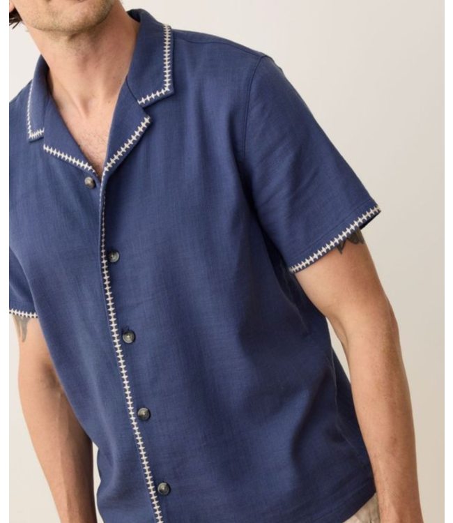 Embroidered Resort Shirt- Vintage Indigo
