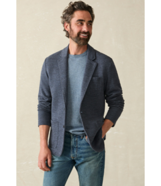 Faherty Brand Inlet Knit Blazer- Deep Navy Melange