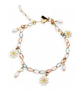 Farrah B Jewelry Daisy Me Rollin Anklet- Multi/Gold