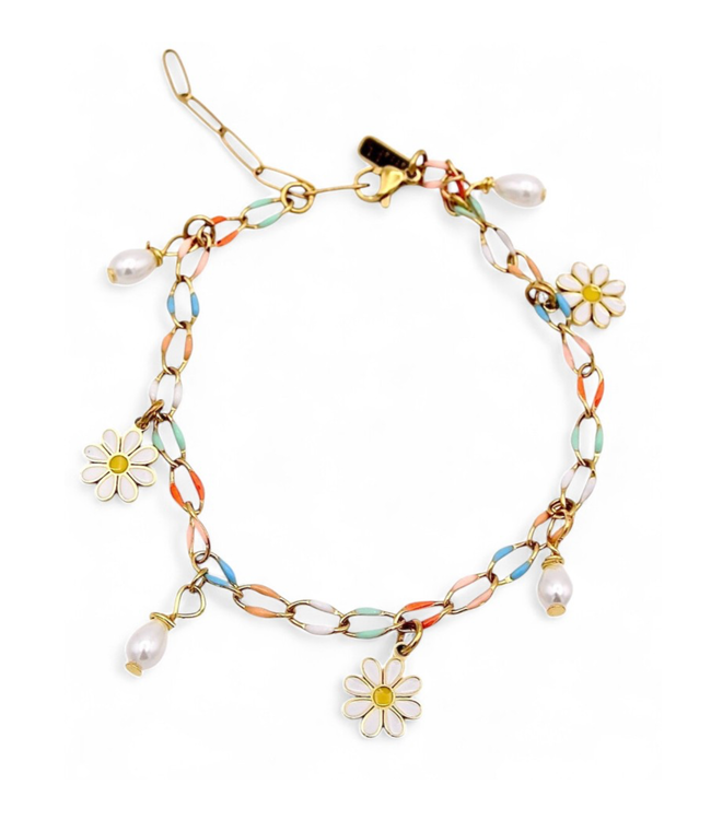 Daisy Me Rollin Anklet- Multi/Gold