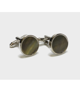 Curated Basics Black Pearl Cufflinks- Steel
