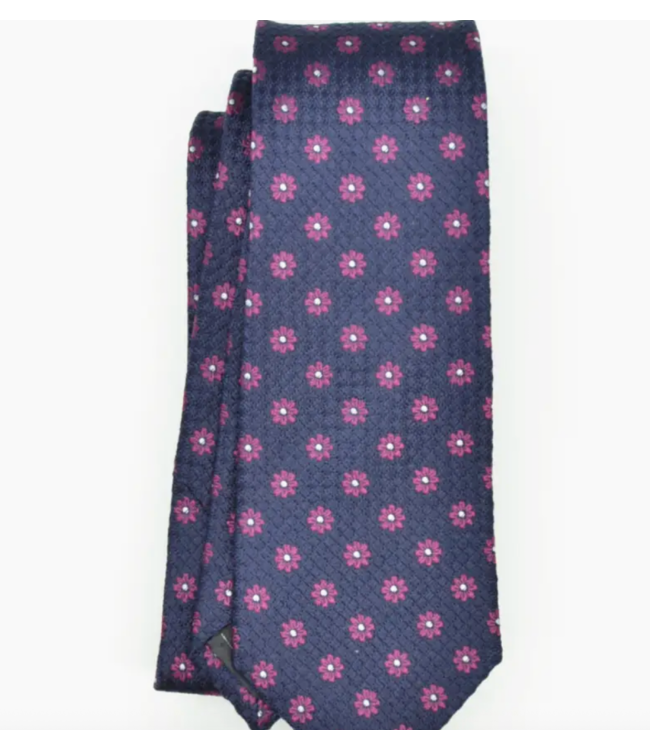 Navy Purple Floral Dots Tie