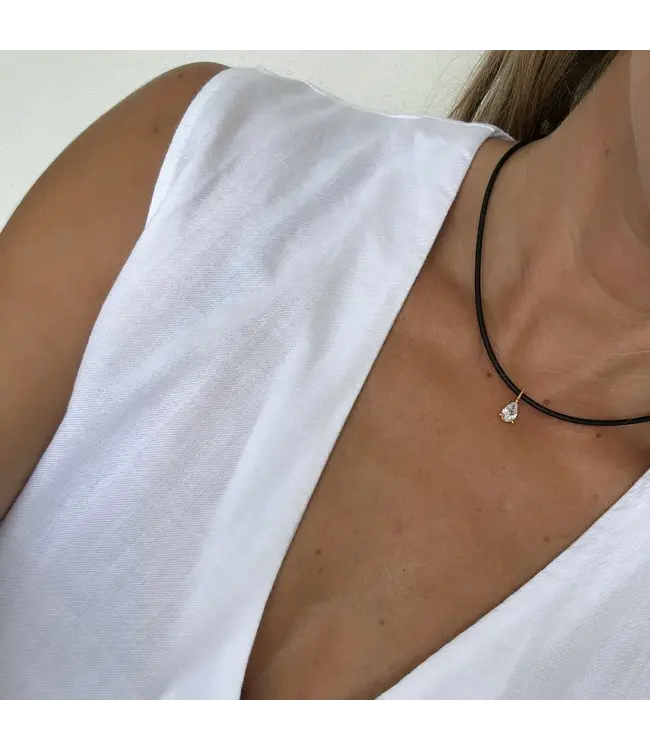 Linea Love Rubber Necklace 15"- Yellow Gold