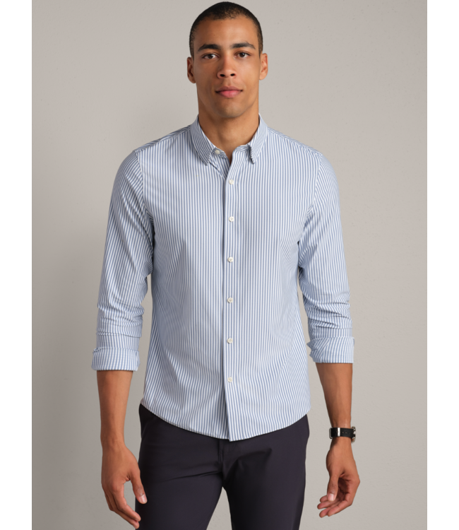 Commuter Shirt Slim- Dark Blue Wide Stripe