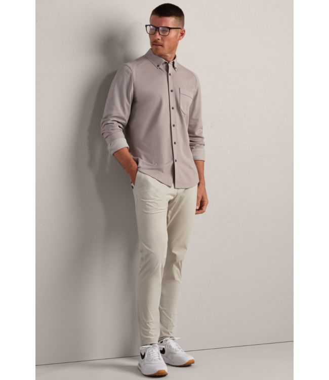Effortless Oxford Button Down Shirt- Foggy Taupe Heather