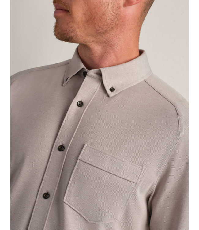 Effortless Oxford Button Down Shirt- Foggy Taupe Heather