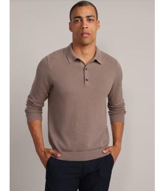 Rhone Apparel Resolve Pique Long Sleeve Sweater Polo- Foggy Taupe