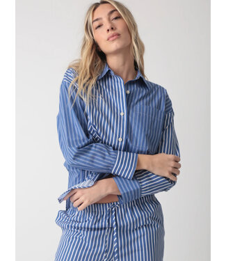 Electric & Rose Boyfriend Shirt- Stripe Indigo