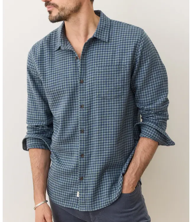 Classic Stretch Selvage Shirt- Green/Navy Gingham