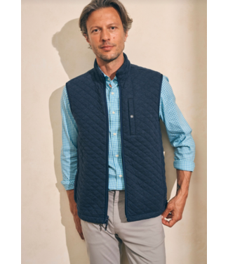 Faherty Brand Epic Quilted Fleece Vest- Navy Melange