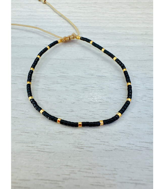 Ipanema Dainty Bracelet 24k Gold Plated- Black