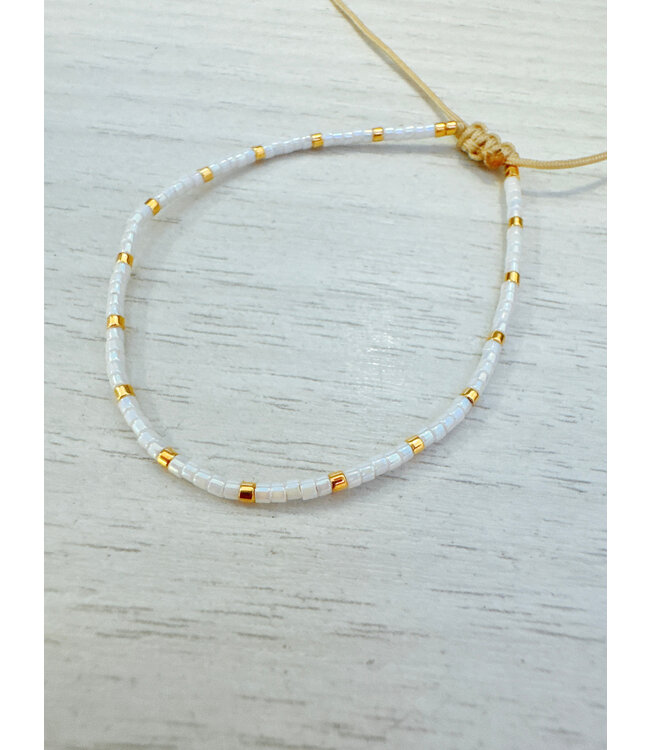 Ipanema Dainty Bracelet 24k Gold Plated- White