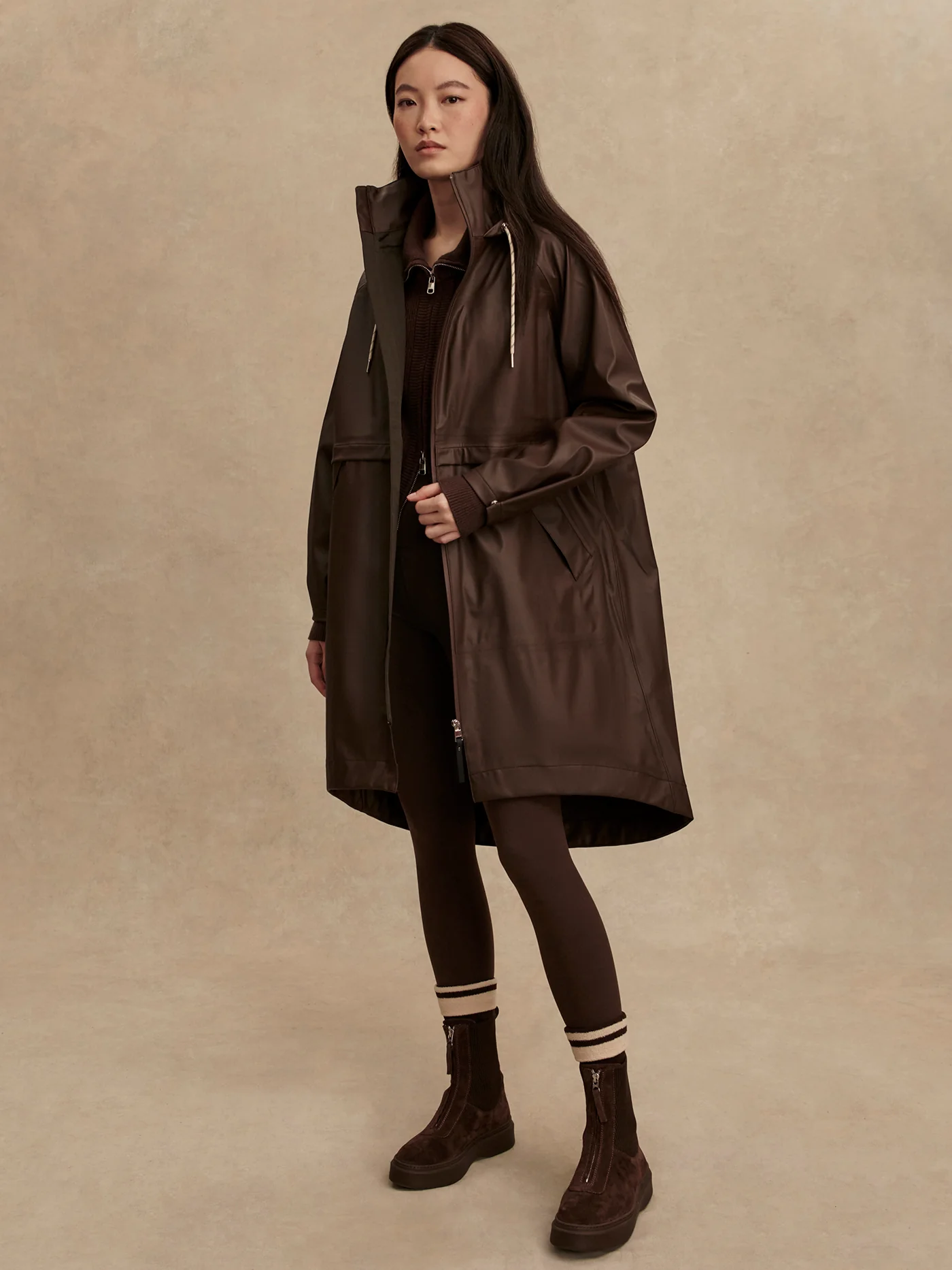 Kristen Rain Coat- Dark Truffle - Twin Lion