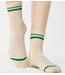 Women's Varsity Ankle Grip Sock- Ivory/Green