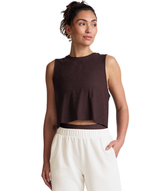 Beyond Yoga Featherweight Minimal Cropped Tank- Dark Chocolate Heather
