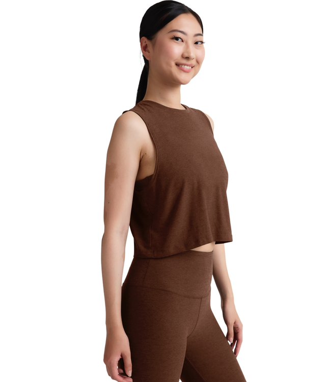 Featherweight Minimal Cropped Tank- Dark Chocolate Heather