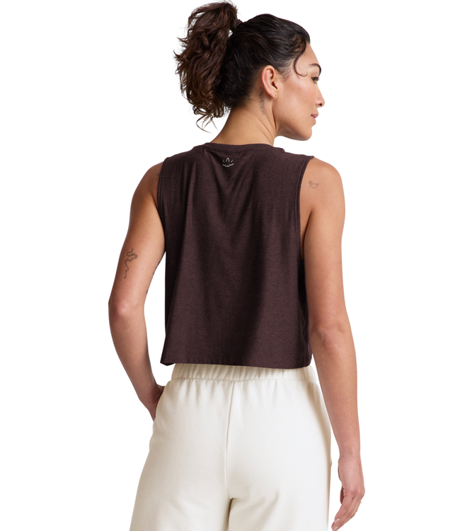 Featherweight Minimal Cropped Tank- Dark Chocolate Heather
