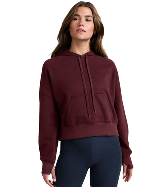 Beyond Yoga Luxefleece Cropped Hoodie- Dark Cherry