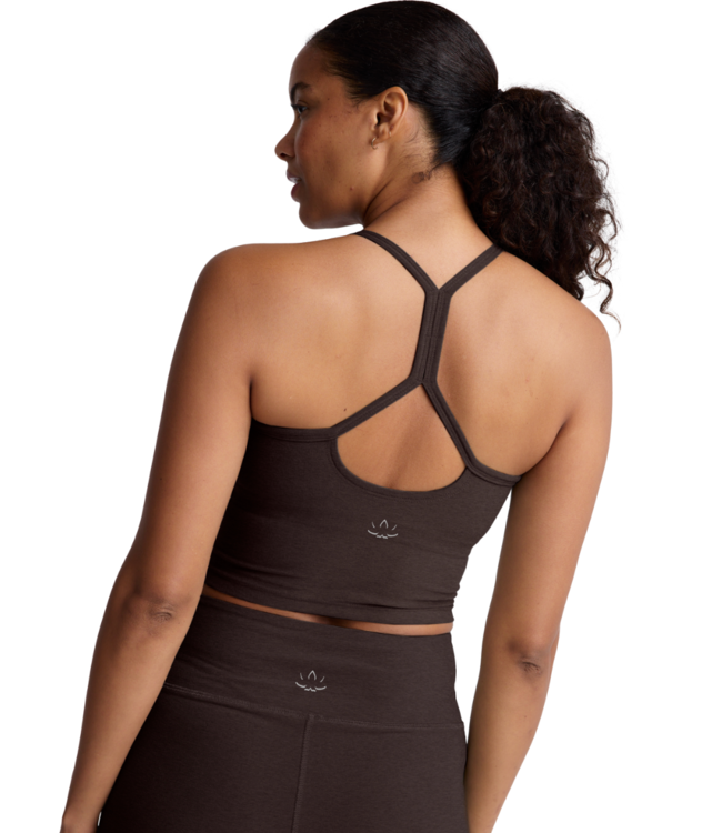 Spacedye Slim Racerback Cropped Tank- Dark Chocolate Heather