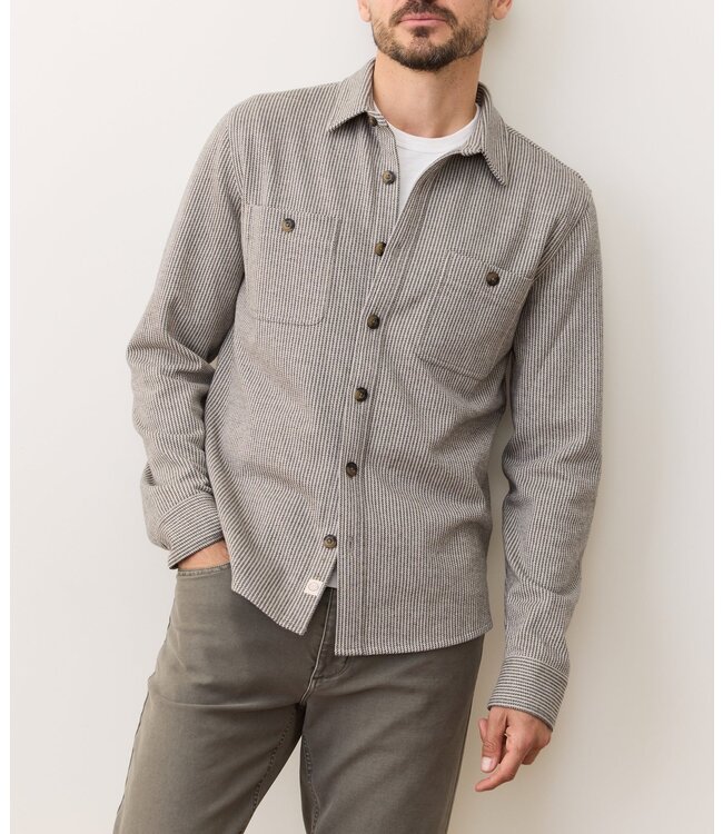 Pacifica Stretch Twill Overshirt- Grey Railroad Stripe