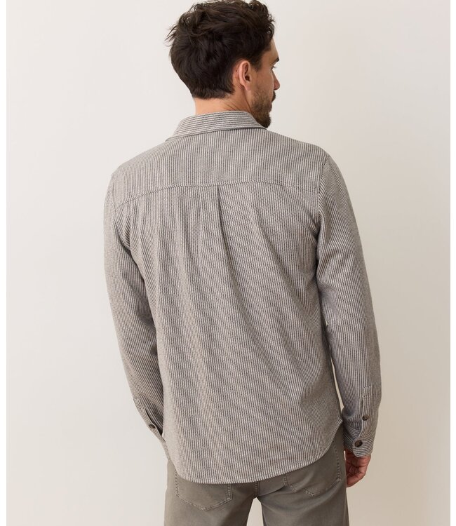 Pacifica Stretch Twill Overshirt- Grey Railroad Stripe