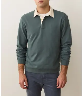 Marine Layer Sueded Rugby Polo- Balsam Green