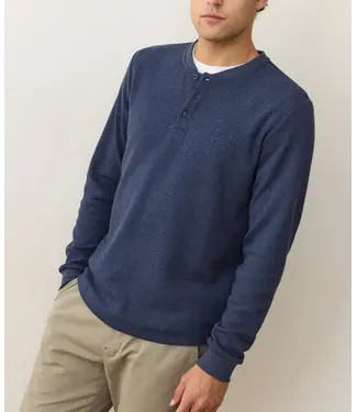 Marine Layer Waffle Henley- Blue