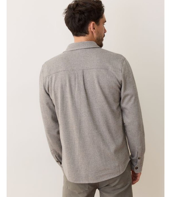 Pacifica Stretch Twill Overshirt- Grey Railroad Stripe
