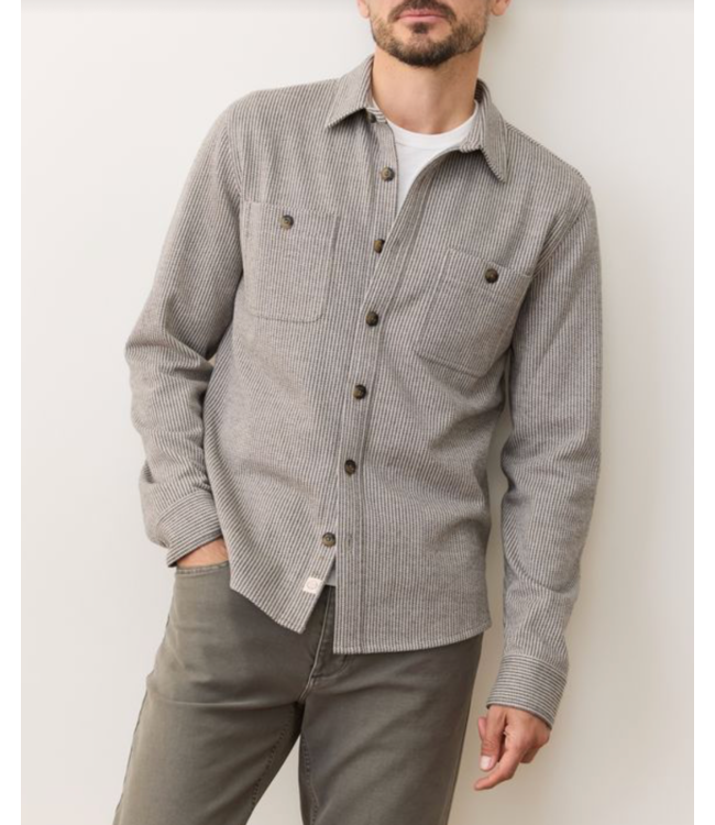 Pacifica Stretch Twill Overshirt- Grey Railroad Stripe