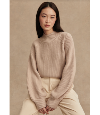 Varley Martina High Neck Rib Knit- Cement