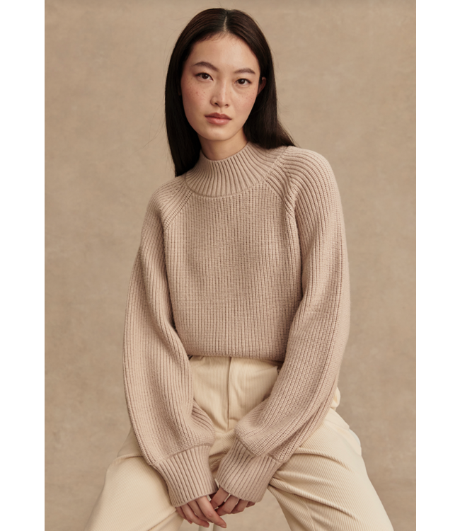 Martina High Neck Rib Knit- Cement