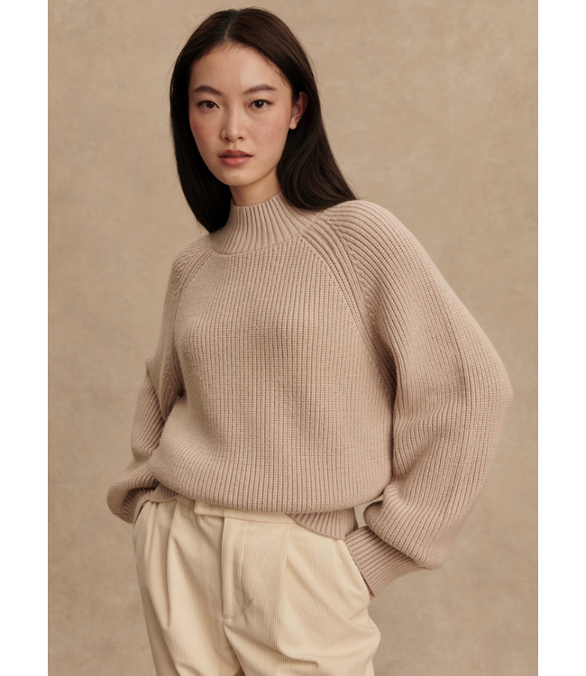 Martina High Neck Rib Knit- Cement