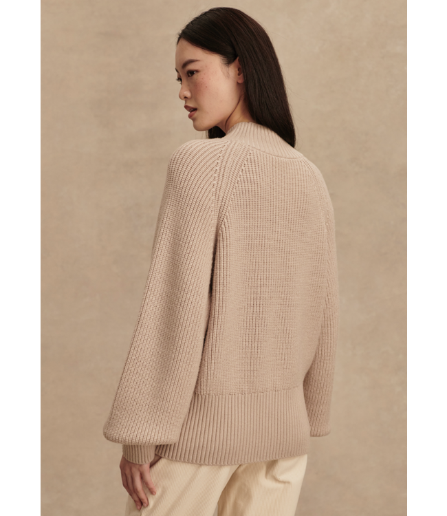 Martina High Neck Rib Knit- Cement