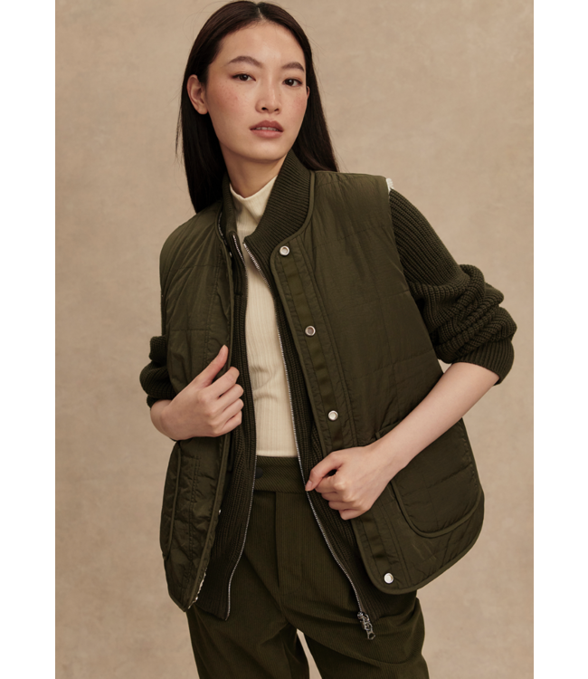 Audrea Reversible Gilet- Sandshell / Forest Night