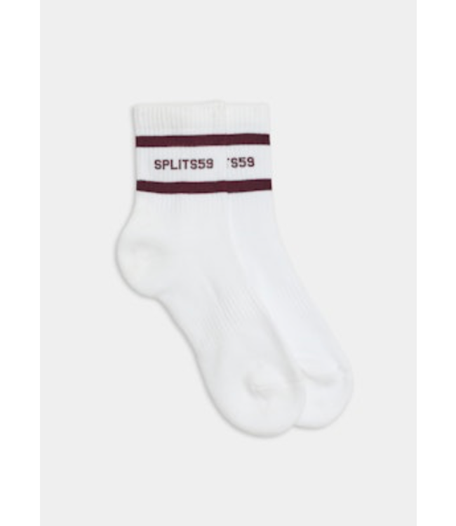 Logo Stripe Quarter Sock- Dark Cherry