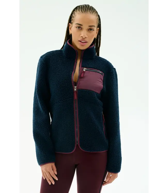 Harris Sherpa Jacket- Indigo/Dark Cherry