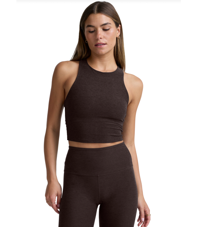 Spacedye Refocus Cropped Tank- Dark Chocolate Heather