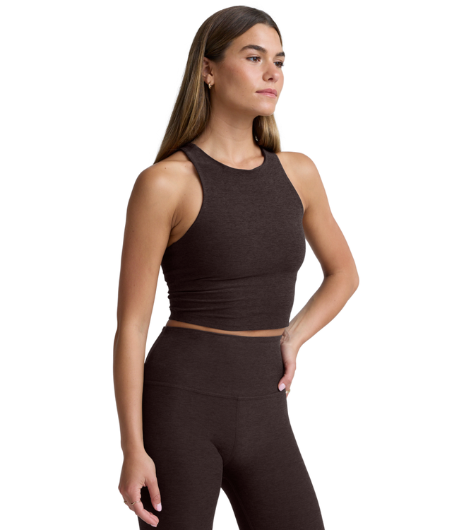 Spacedye Refocus Cropped Tank- Dark Chocolate Heather