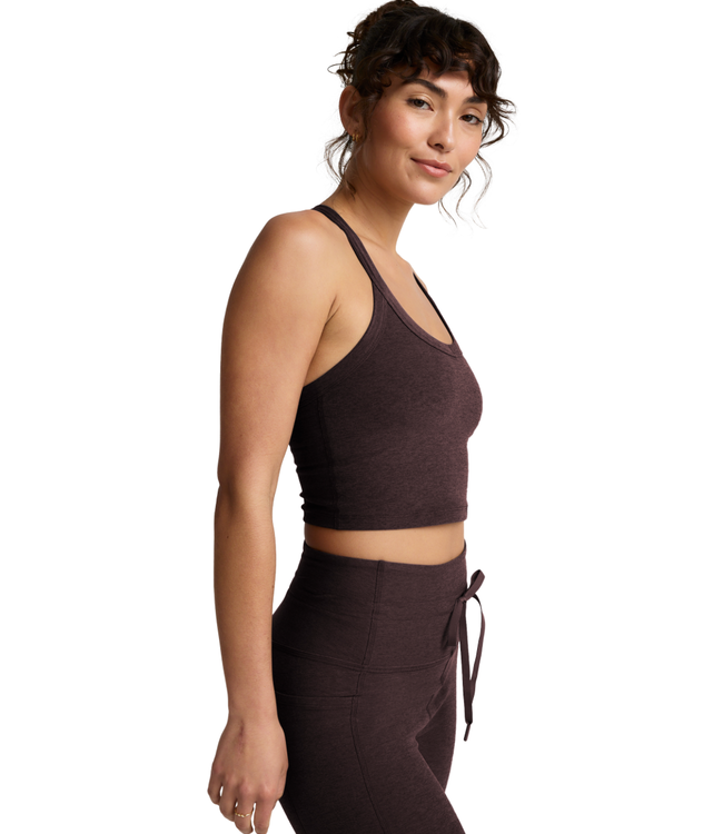 Spacedye On The Up Cropped Tank- Dark Chocolate Heather