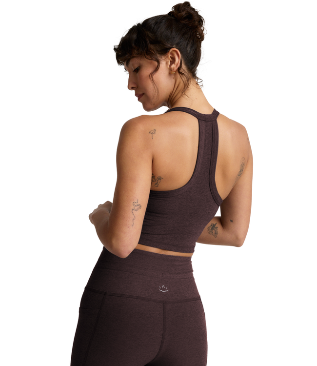 Spacedye On The Up Cropped Tank- Dark Chocolate Heather