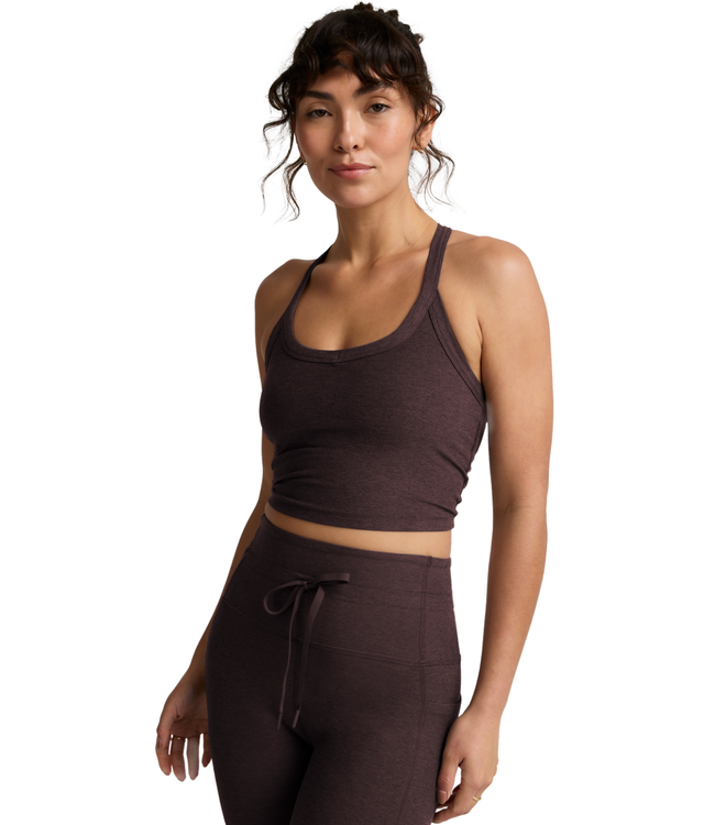 Spacedye On The Up Cropped Tank- Dark Chocolate Heather