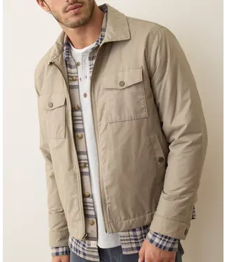 Marine Layer Reynolds Dry Wax Trucker Jacket- Vintage Khaki