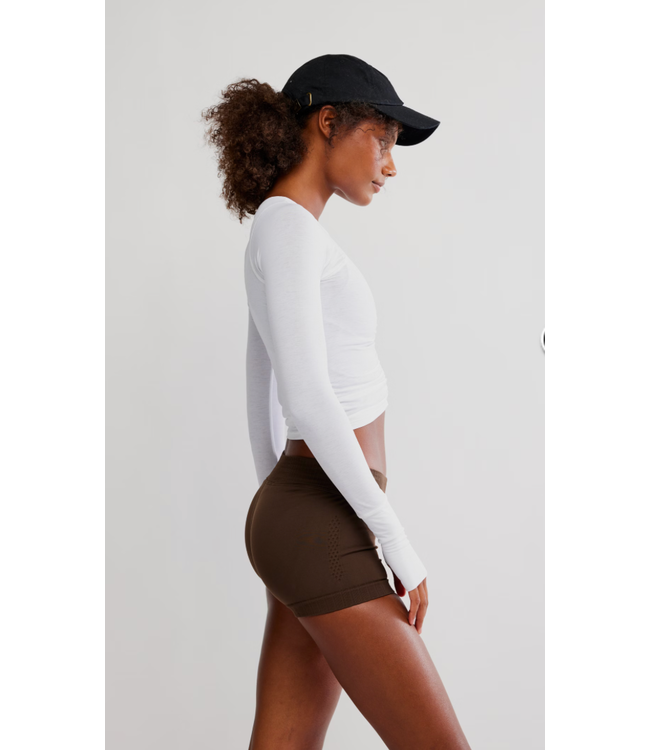 Tempo Ruched Long Sleeve- White