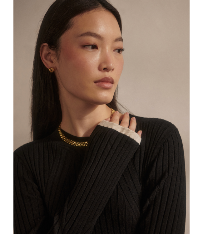 Axel Rib Knit Midi Dress- Black