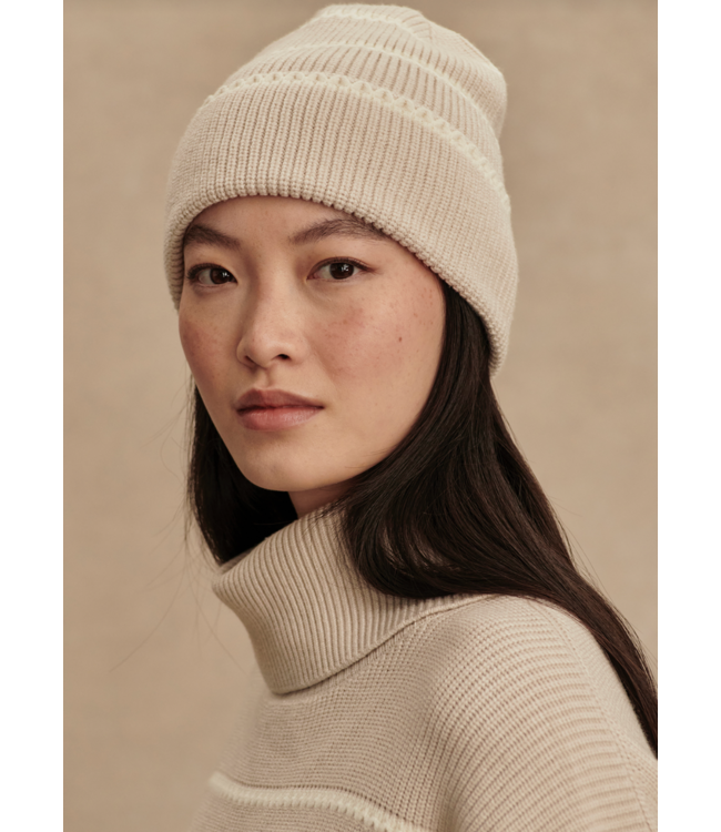 Ronan Stitch Stripe Beanie- Silver Birch