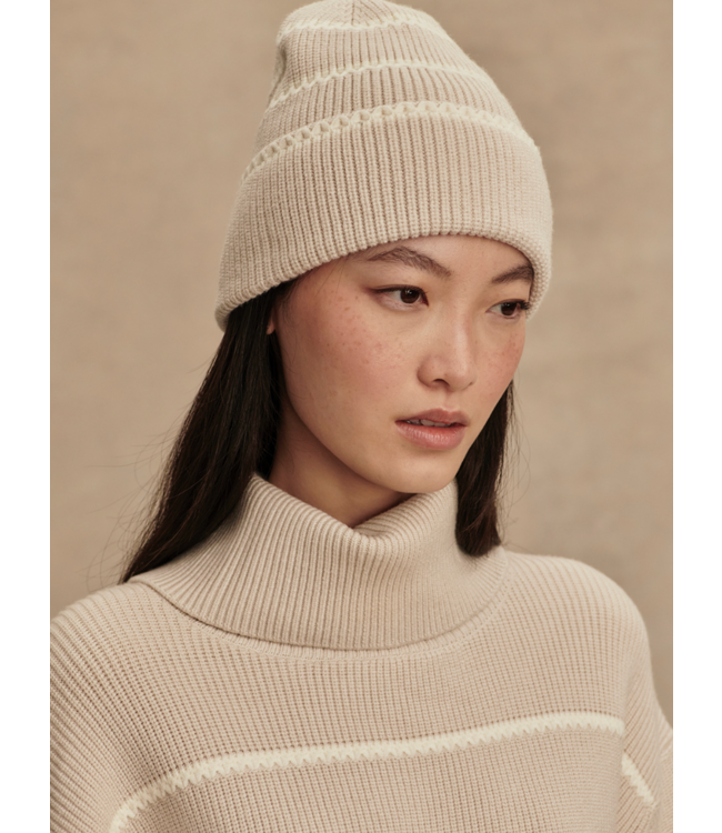 Ronan Stitch Stripe Beanie- Silver Birch