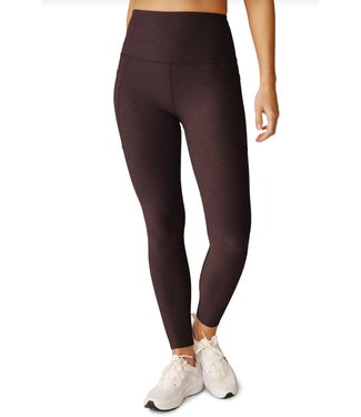 Beyond Yoga Spacedye Out Of Pocket High Waisted Midi Legging- Dark Chocolate Heather