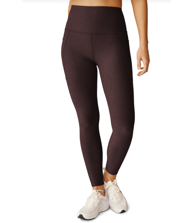 Spacedye Out Of Pocket High Waisted Midi Legging- Dark Chocolate Heather
