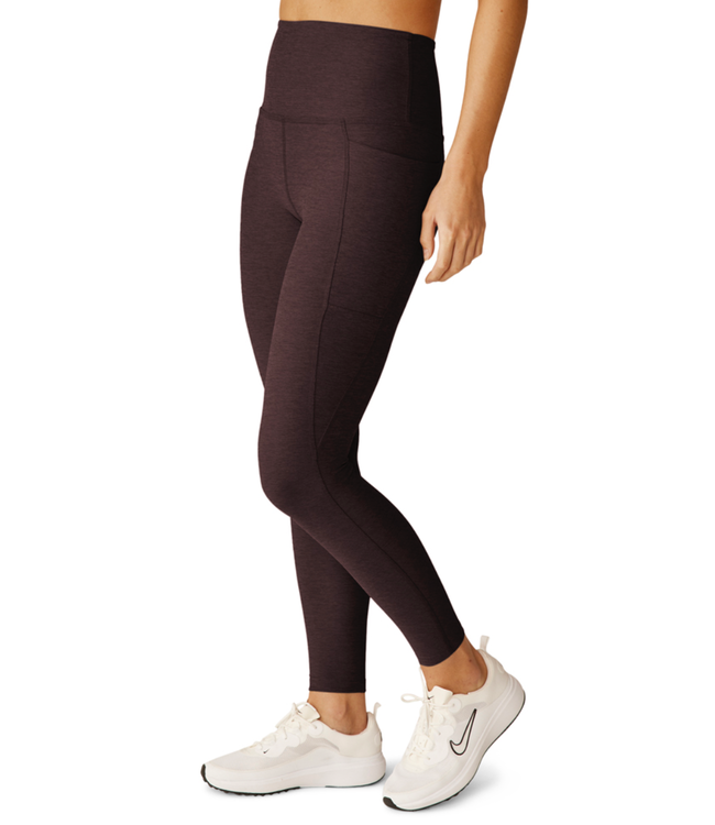 Spacedye Out Of Pocket High Waisted Midi Legging- Dark Chocolate Heather