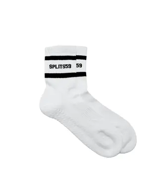 Splits59 Logo Stripe Ankle Socks with Grip- Black/White